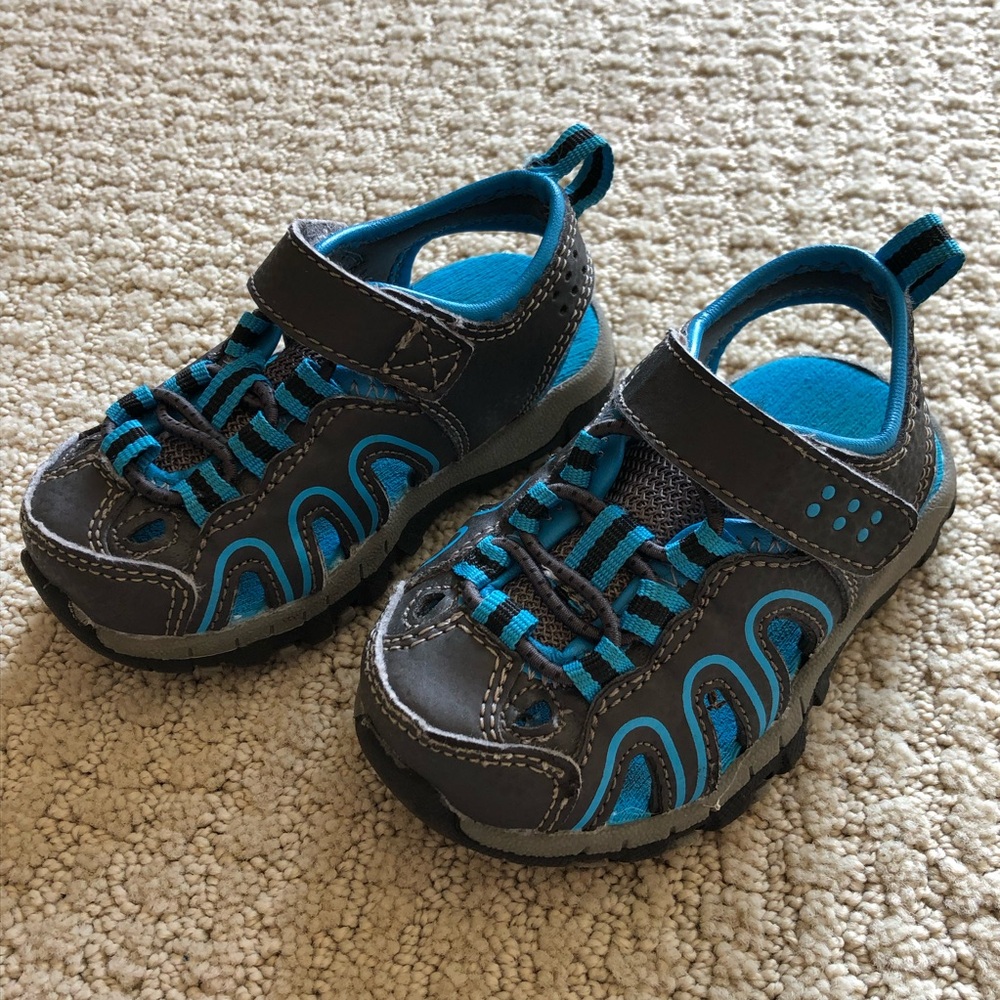Kids Blue Active Sandals with Hook-and-Loop Strap